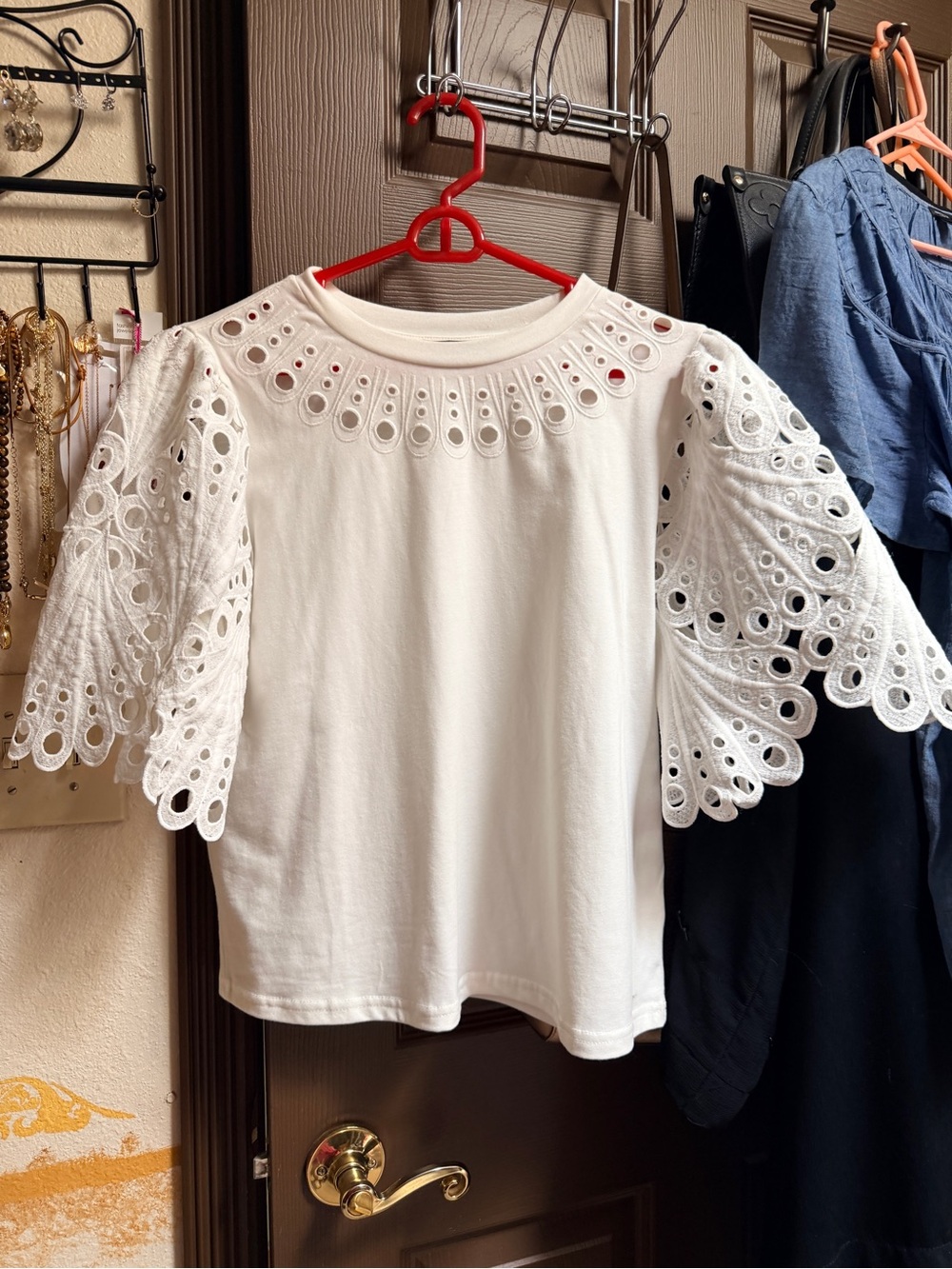 Marshalls White Eyelet Sleeve Tee